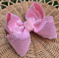 RTS Sale • 5" Pink Glitter & Scallop Bow on Clip