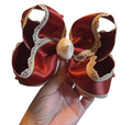 6" Rust & Cream Satin Bow on Clip