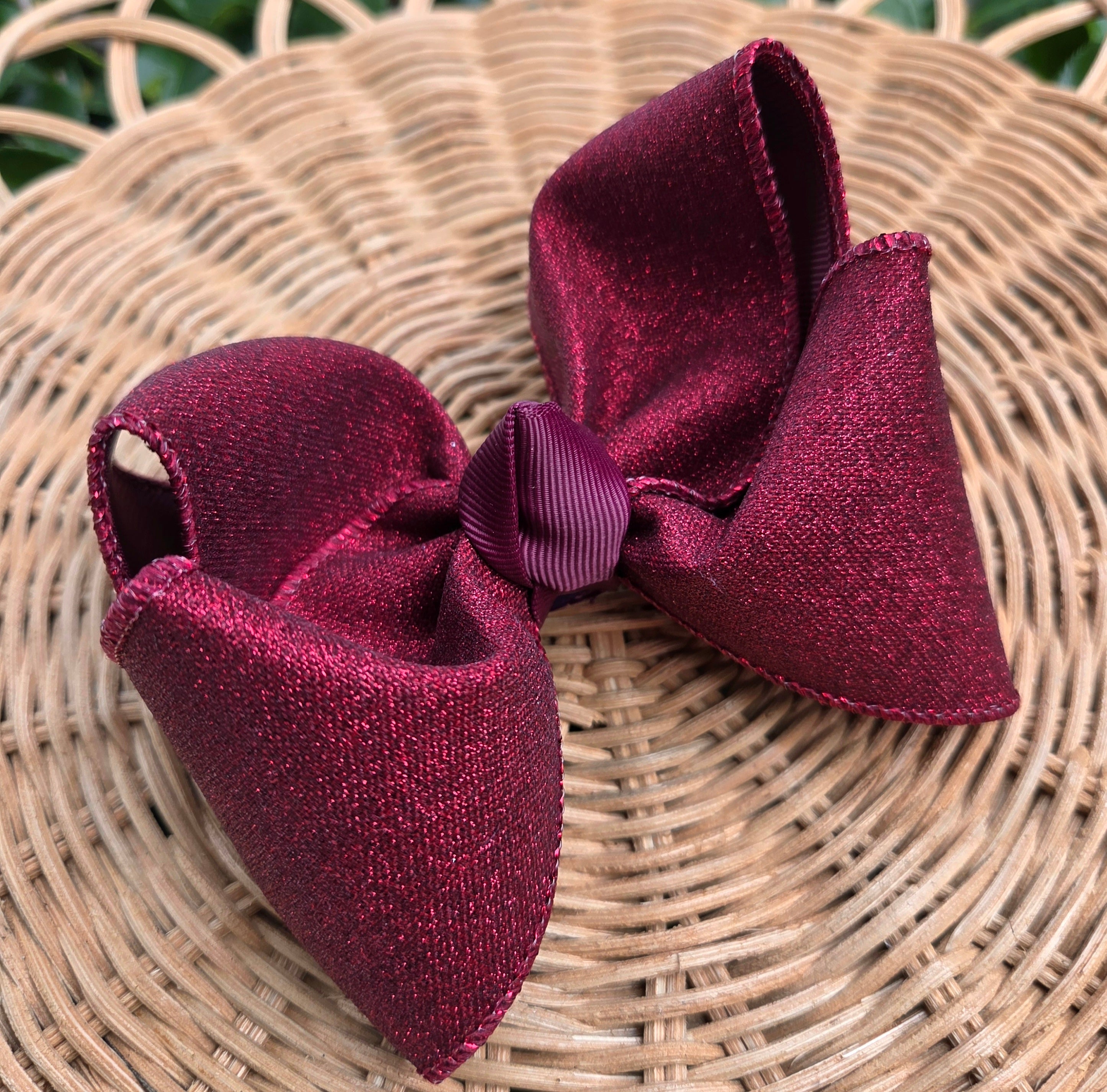 RTS Sale • 4" Burgundy Shimmer Bow on Clip