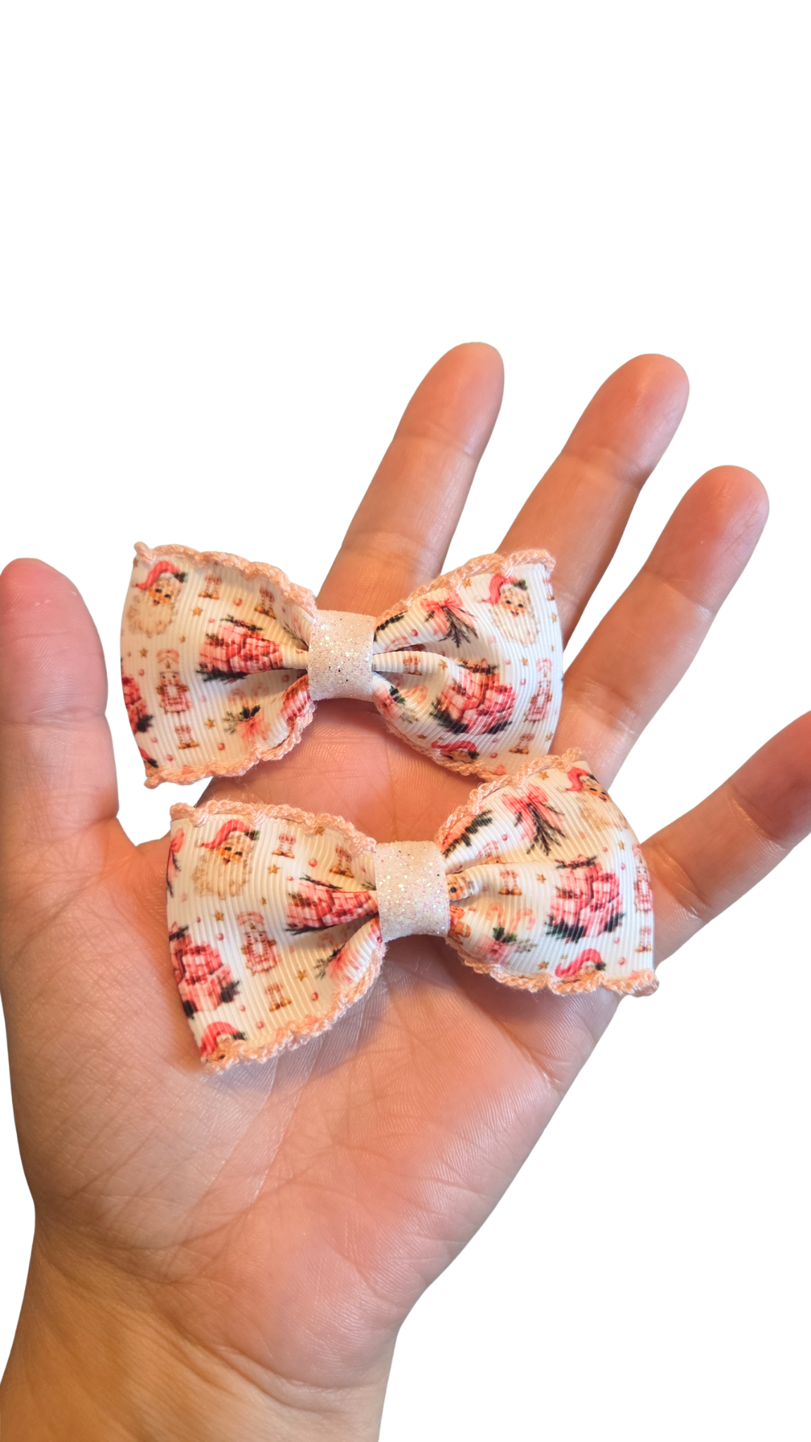 Vintage Baby Pink Santa Bow tie Piggies