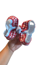6" Blue & Red Gingham Bow on Clip