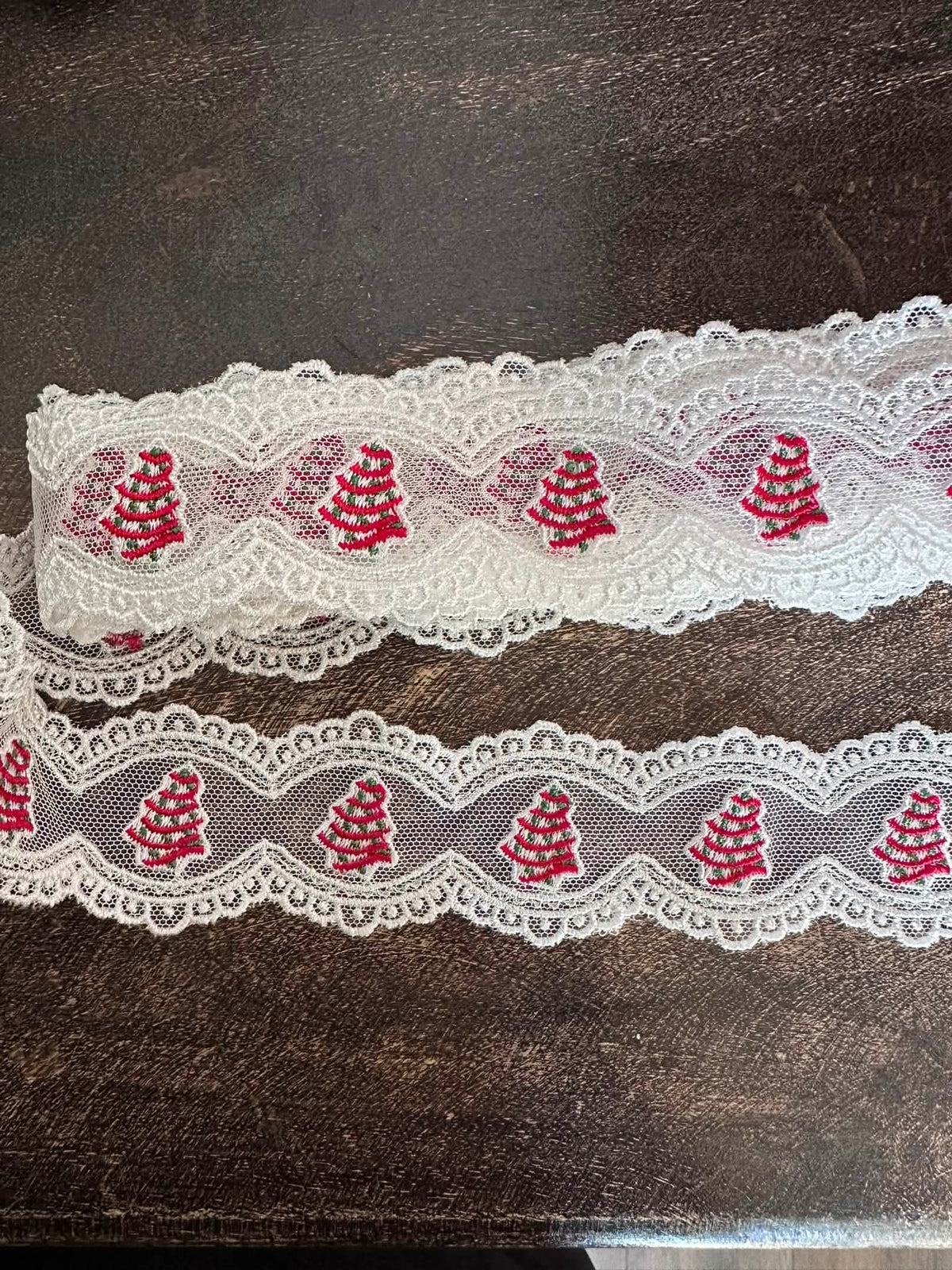 Christmas Tree Cake Lace Bow on Clip