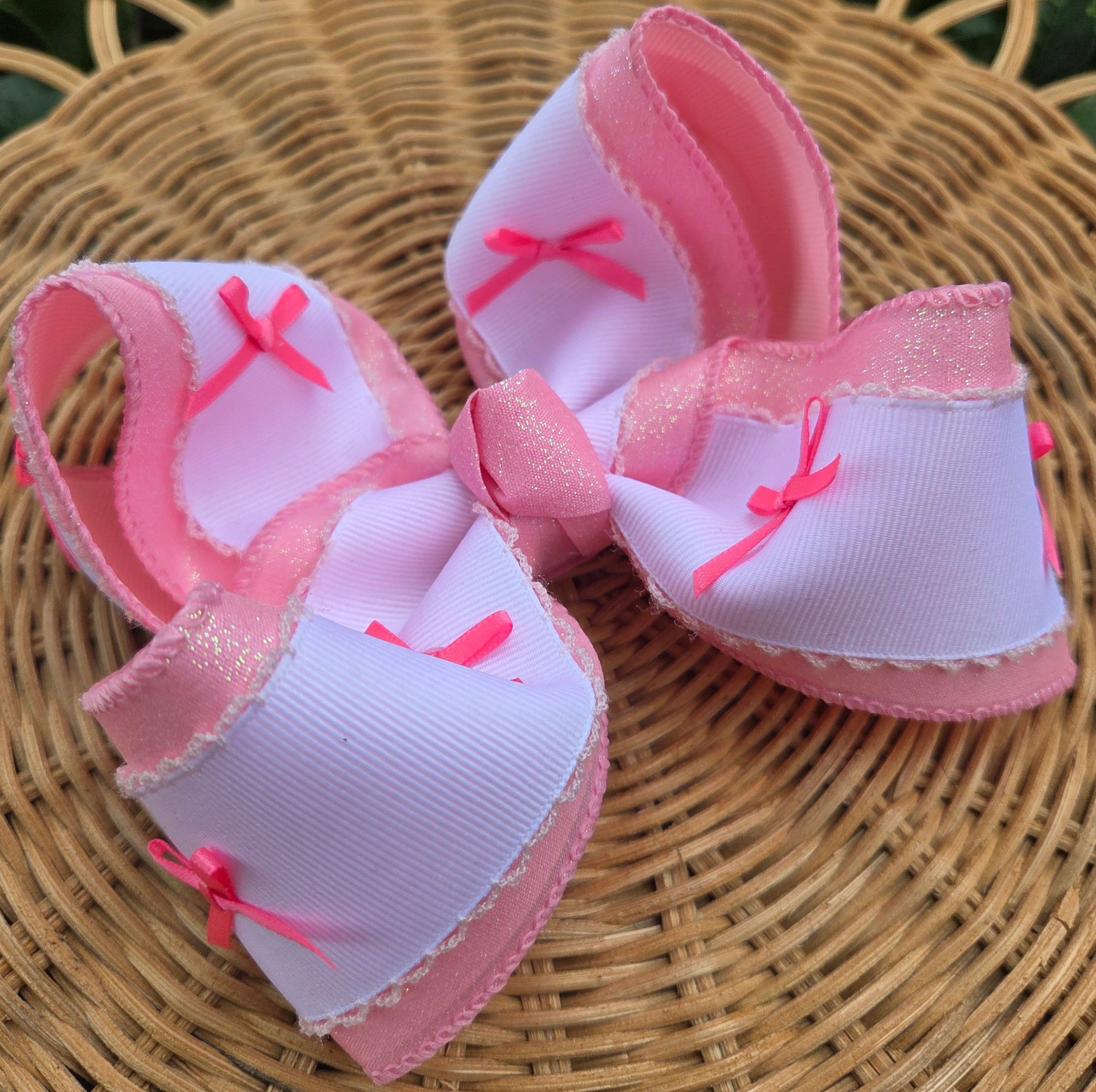 RTS Sale • 6" Pink Glitter & Bows Bow on Clip