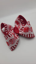 Candy Cane Lace Bow on Clip