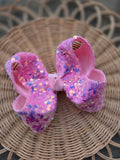 RTS Sale-4" Pink Sequin Beauty Bow on Clip