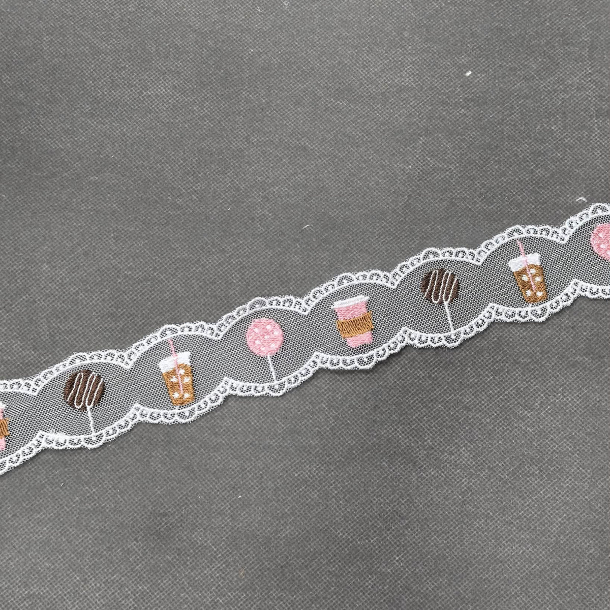 Cake & Coffee Lace Bow on Clip