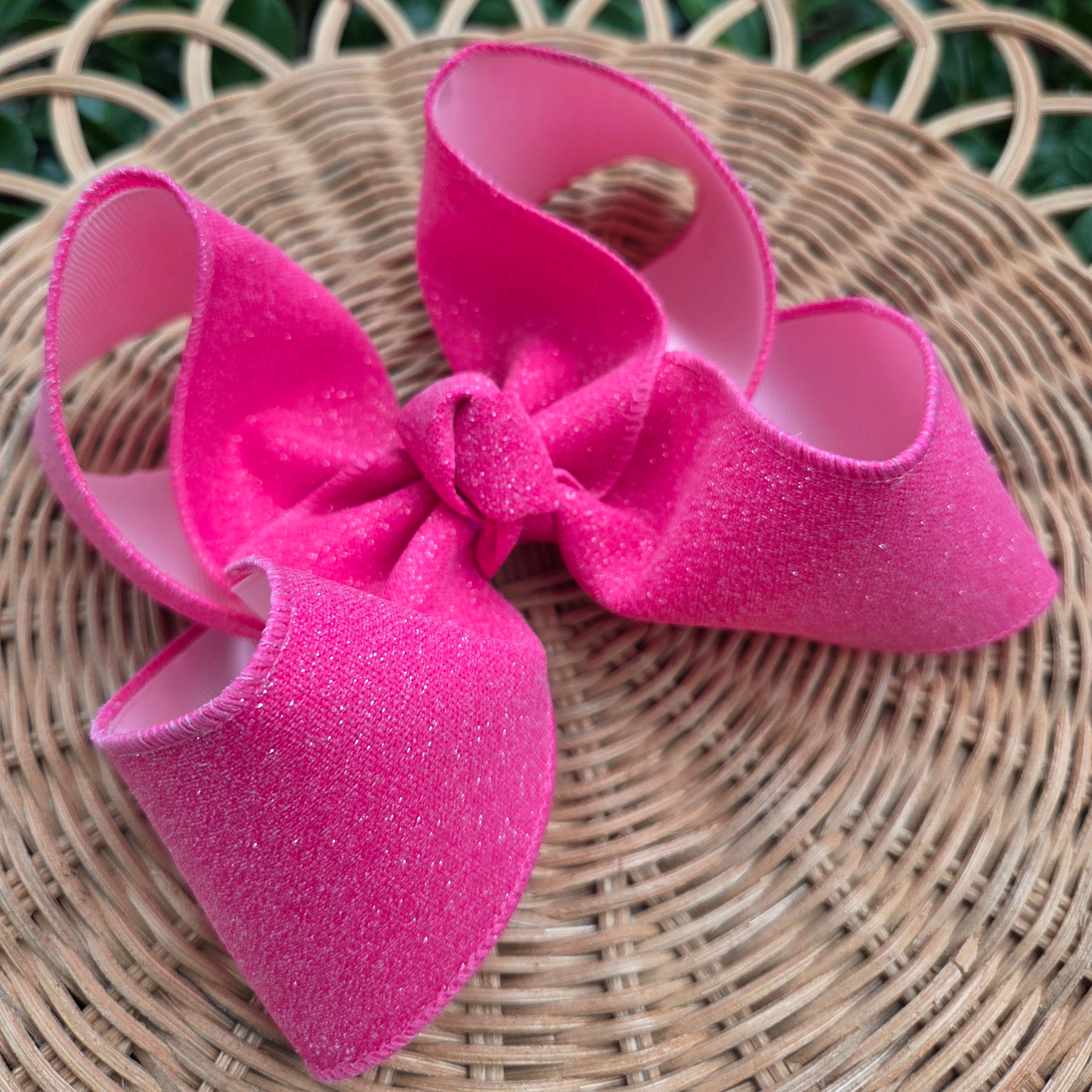 RTS Sale • 6.5" Pink Shimmer Bow on Clip