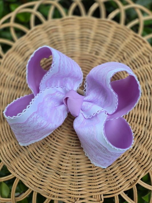 6" Lavender & Lace bow on clip