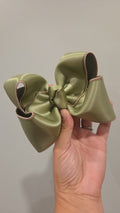 5" Sage Green Satin Bow on Clip