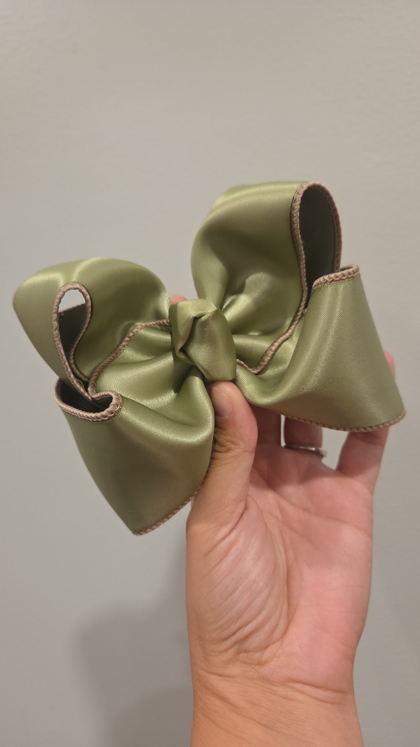 5" Sage Green Satin Bow on Clip