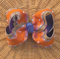 Fall Orange & Dusty Blue Bow on Clip