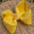 RTS Sale • 4" Yellow Glitter & Scallop Bow on Clip
