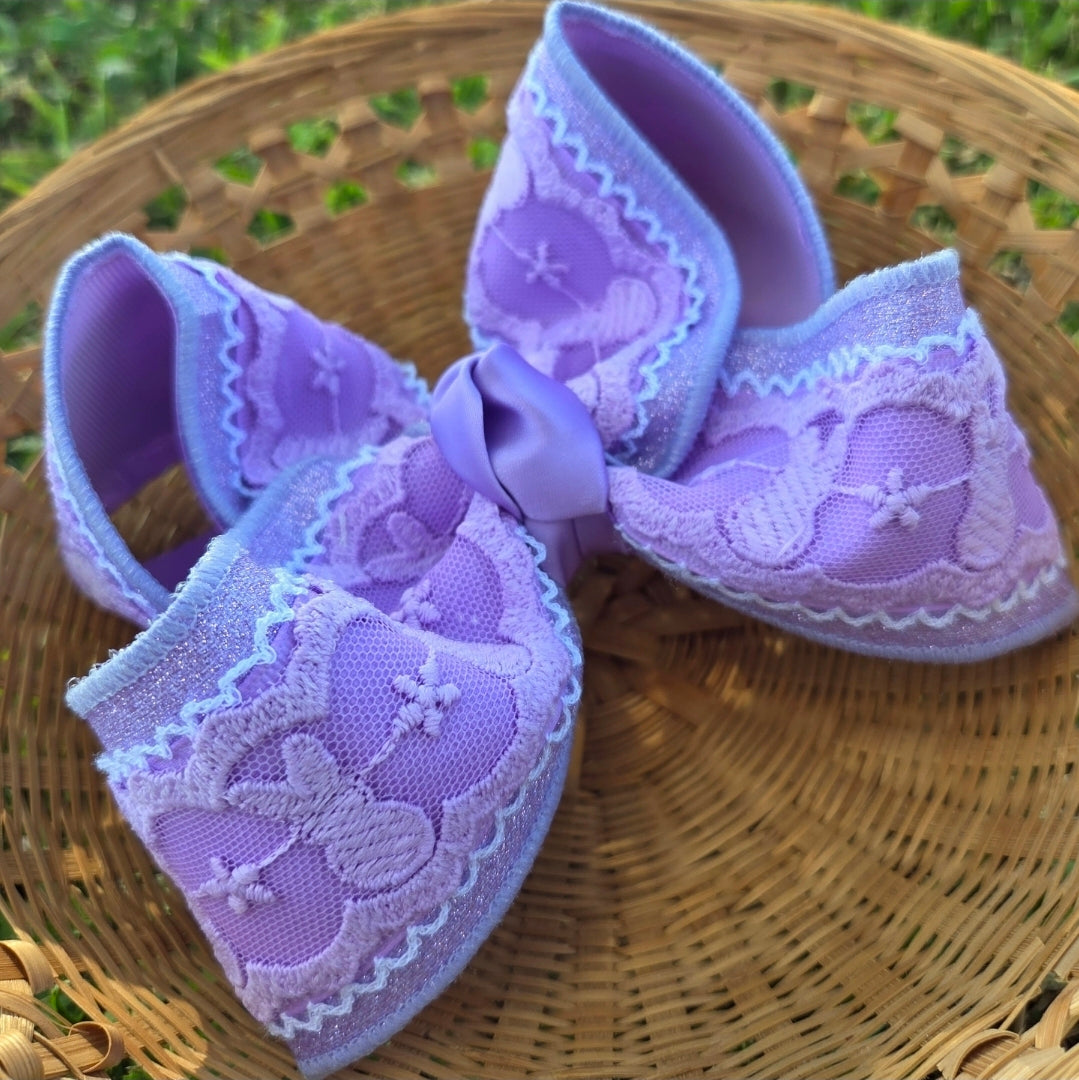 6" RTS Purple Shimmer Peep Bow on Clip