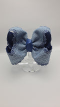 5" Dusty Blue Lace & Scallop Bow on Clip