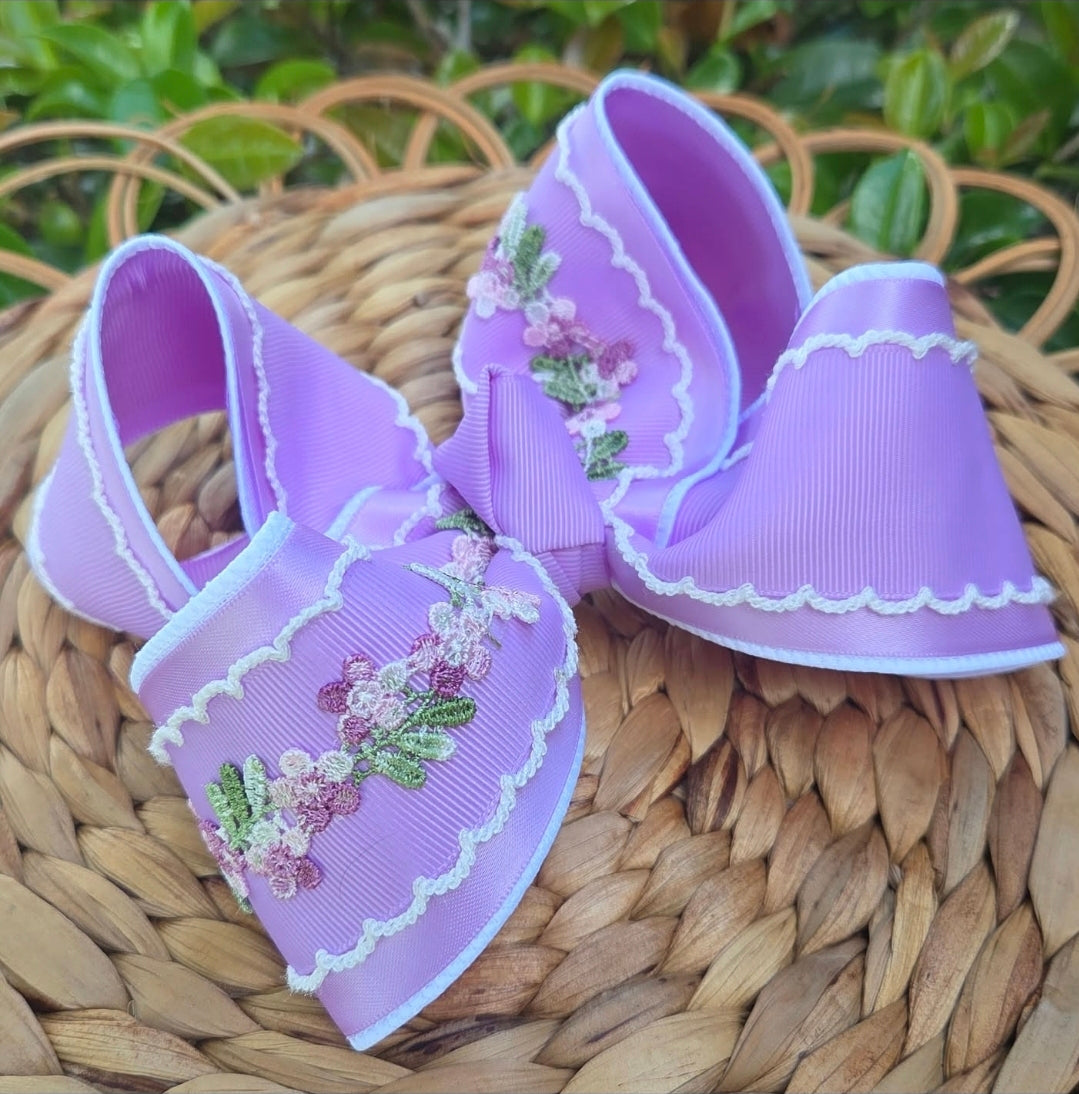 Selah Grace & Co-COLLAB Lavender Floral Bow on Clip