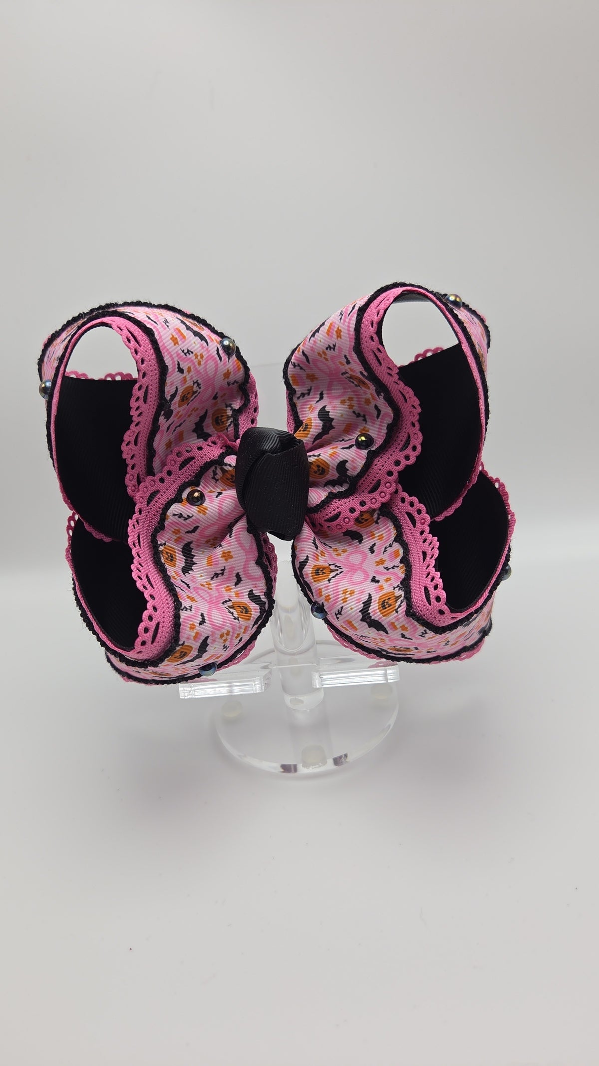 6" Halloween Moonstitch Bow on Clip