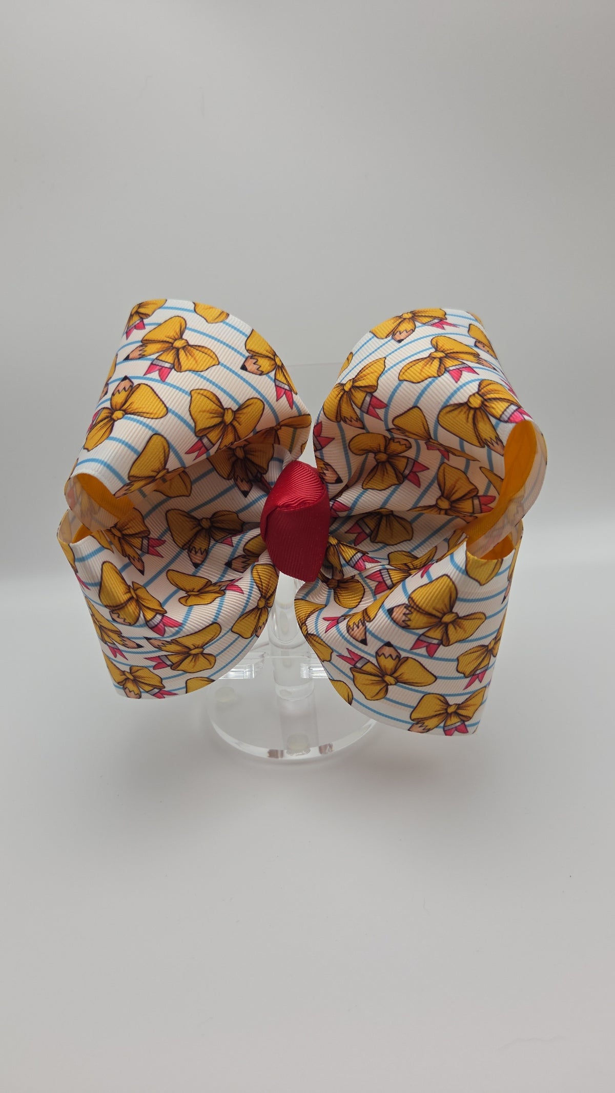 6" Back to School Pencils Bow on Clip