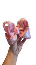 Pink Satin Moonstitch & Shimmer Bow on Clip
