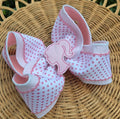 RTS Sale • 6" Barbie Bitty Dot Moonstitch Feltie Bow on Clip