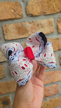 4" Red, White, & Blue Eyelet Bow on Clip