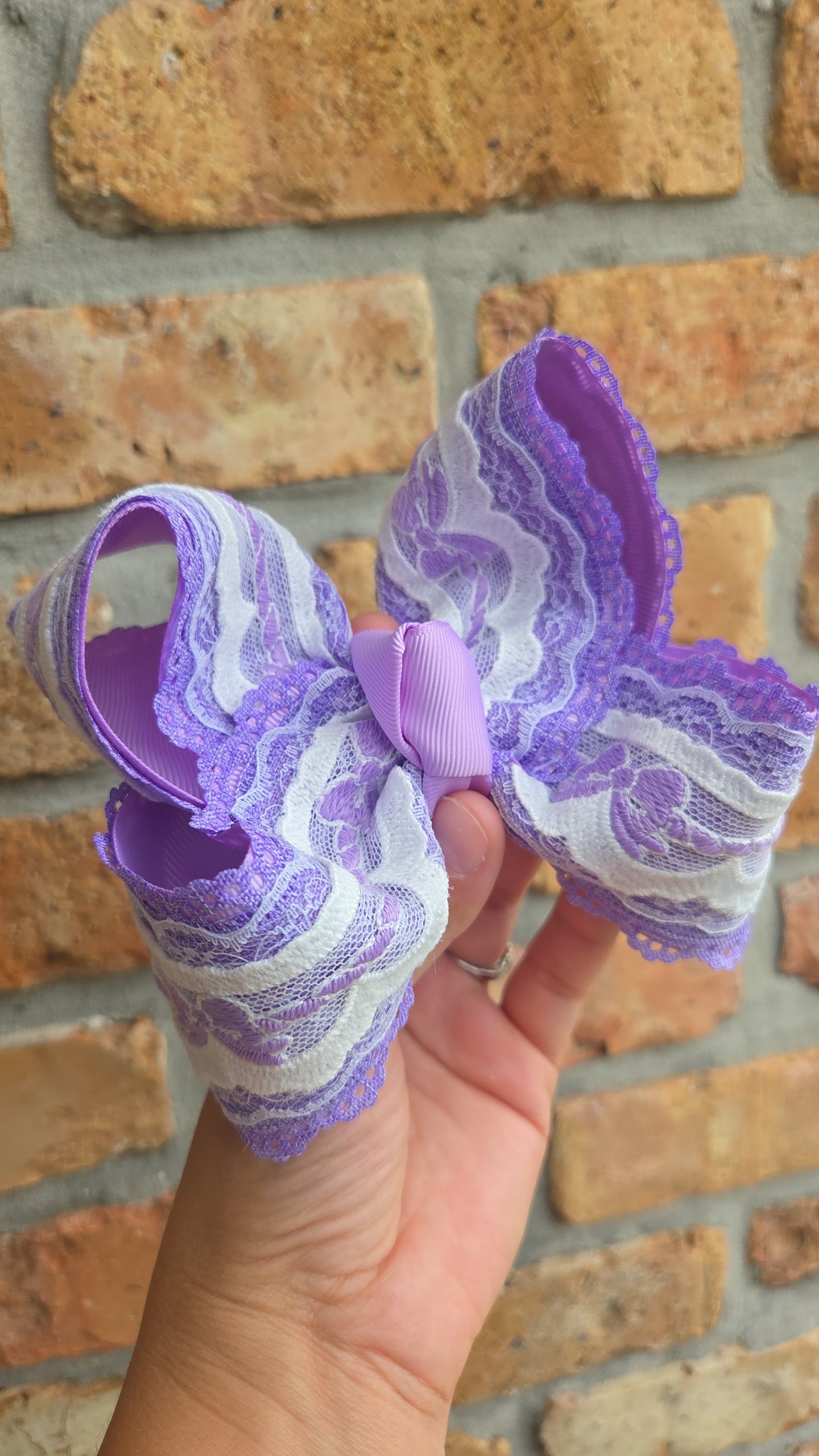 6" Purple Bow Lace Bow on Clip